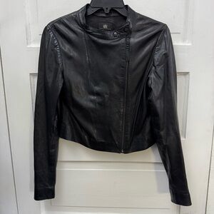 Rock & Republic Leather Moto Jacket Black Cropped Biker Style L